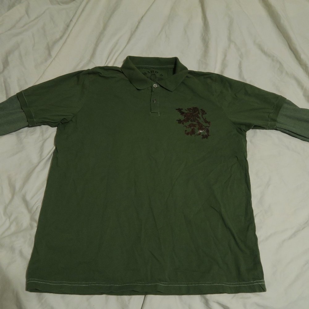 HARD 8 Original Hand Finished Collard Shirt XL Studded Thermal Lion Rampant Rare